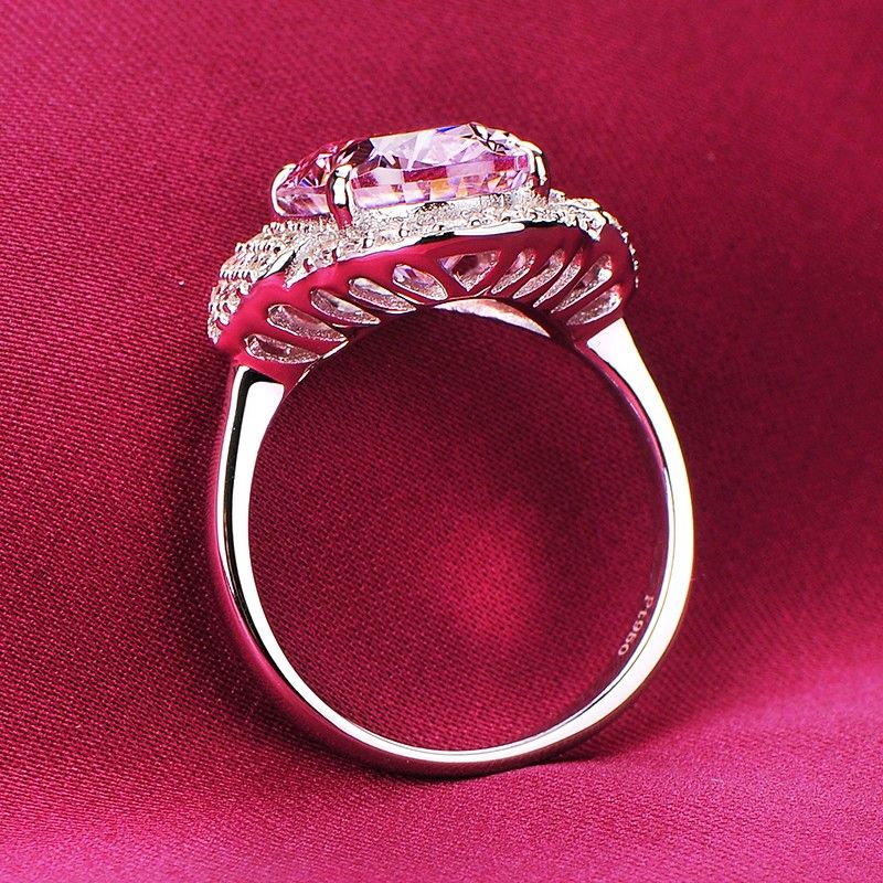 Bague De Fiançailles / Mariage / Promesse De Diamant Simulé Rose De 4.0 Carats Pour Elle