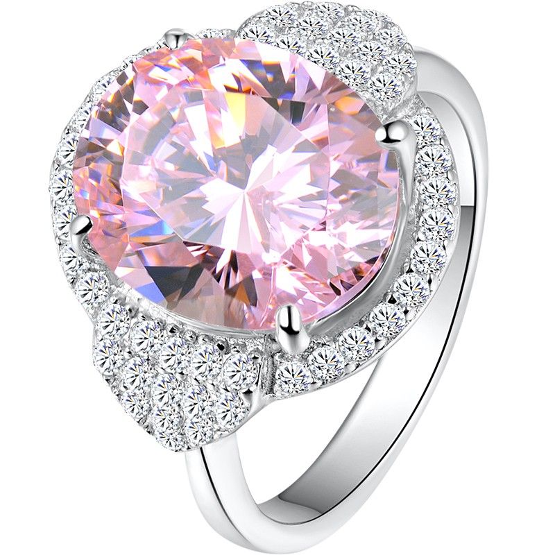 Bague De Fiançailles / Mariage / Promesse De Diamant Simulé Rose De 4.0 Carats Pour Elle