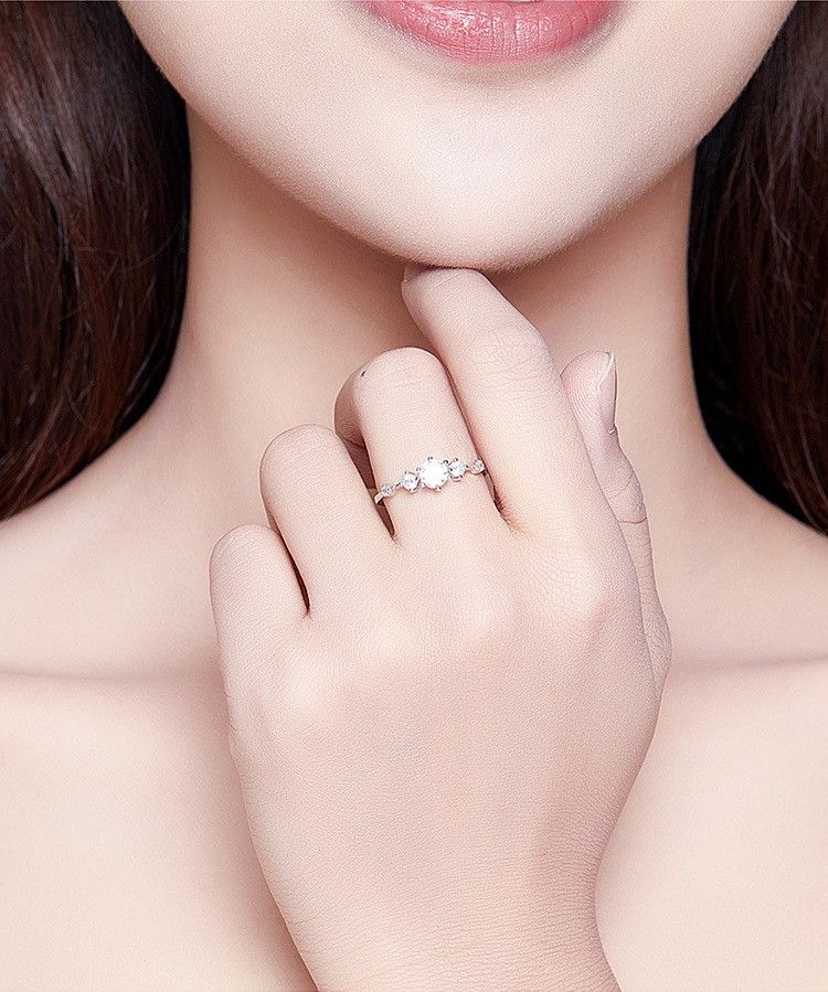 Bague De Fiançailles Mignonne Classique Simple Sauvage S925 En Argent Avec Confort