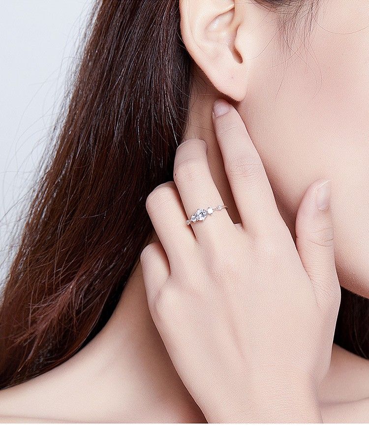 Bague De Fiançailles Mignonne Classique Simple Sauvage S925 En Argent Avec Confort