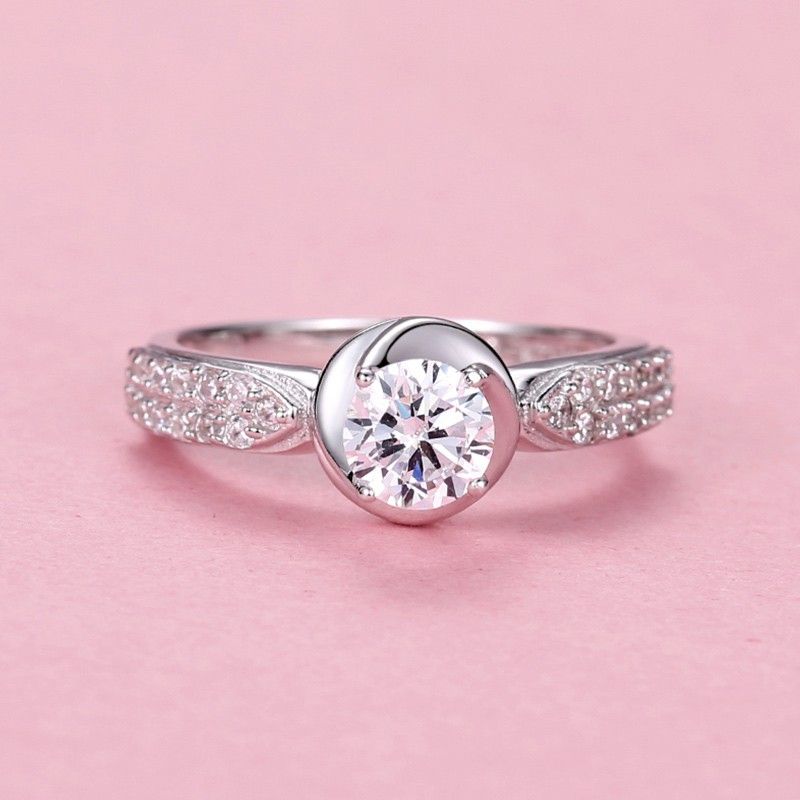 Bague De Fiançailles De Mode Coréenne En Forme De Rose En Argent 925 Populaire