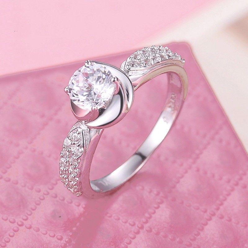 Bague De Fiançailles De Mode Coréenne En Forme De Rose En Argent 925 Populaire