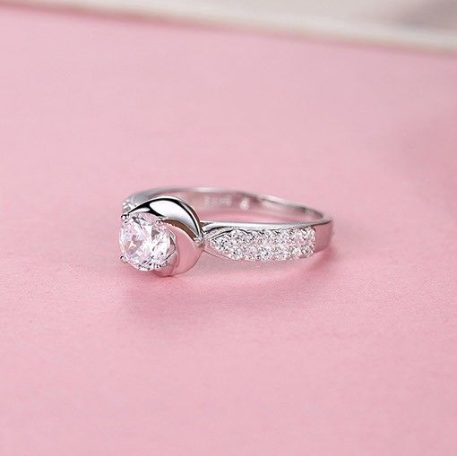 Bague De Fiançailles De Mode Coréenne En Forme De Rose En Argent 925 Populaire