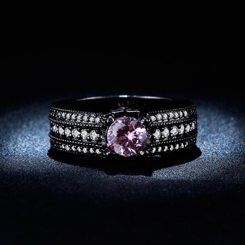 Bague De Fiançailles En Or Noir Plaqué Cuivre De Haute Qualité En Europe