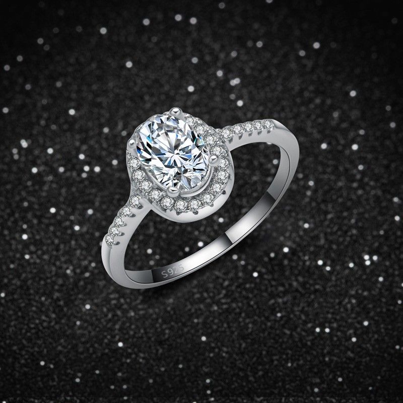 Bague De Fiançailles Ovale CZ En Argent Sterling 925 De Luxe Haut De Gamme