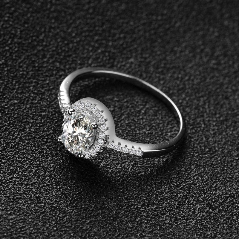 Bague De Fiançailles Ovale CZ En Argent Sterling 925 De Luxe Haut De Gamme