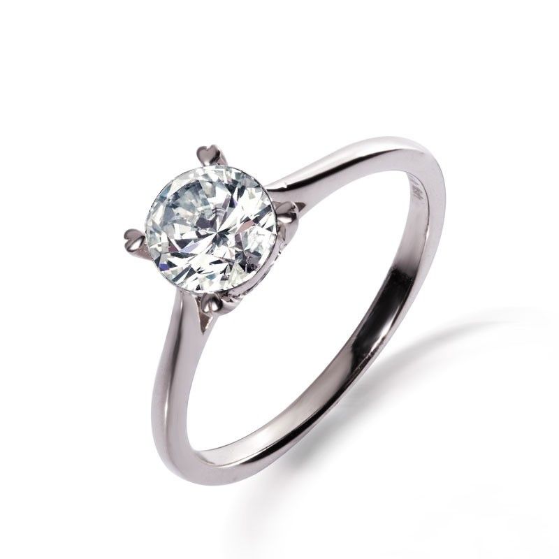 Bague De Fiançailles Simple En Forme De Coeur Avec Incrustation D'argent 925 Et Zircone Cubique