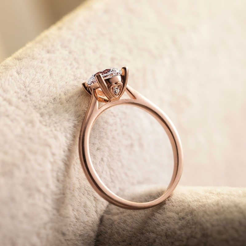 Bague De Fiançailles Simple En Forme De Coeur Avec Incrustation D'argent 925 Et Zircone Cubique