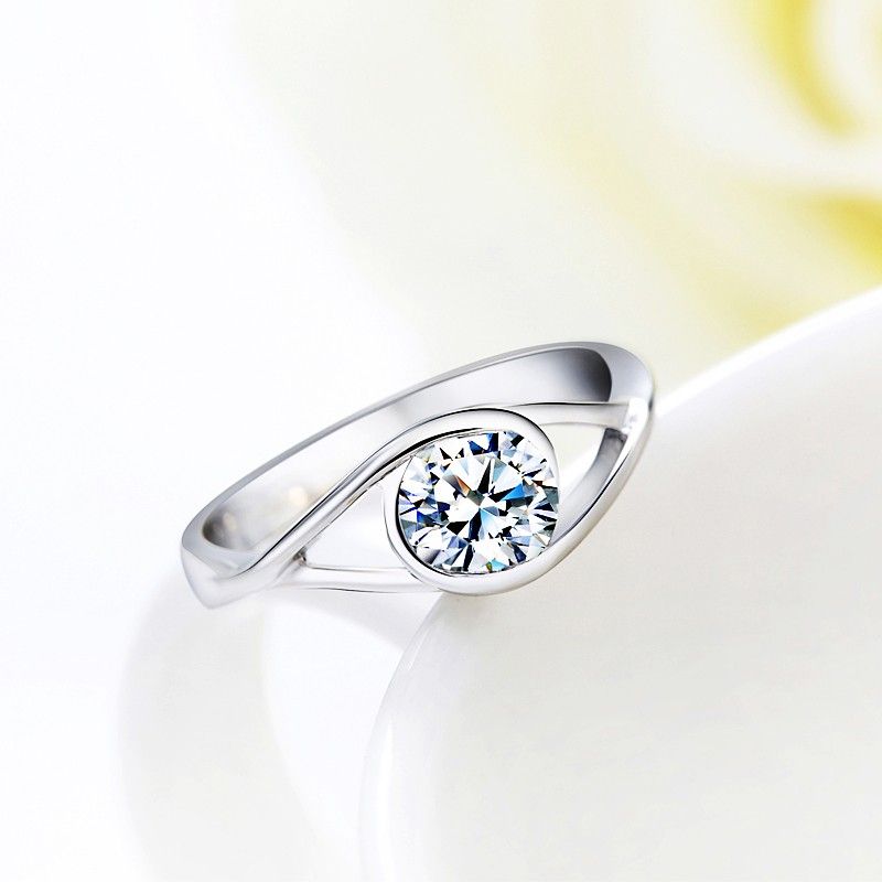 Bague De Fiançailles Simple De Mode Coréenne En Argent 925 Avec CZ