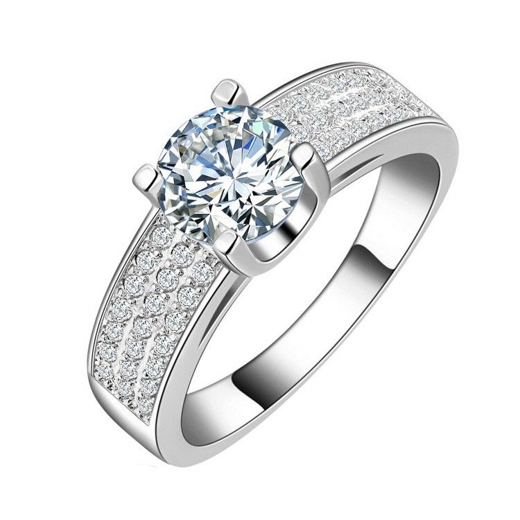 Bague De Fiançailles Super Flash 1.5ct CZ Plaquée Or De Haute Qualité