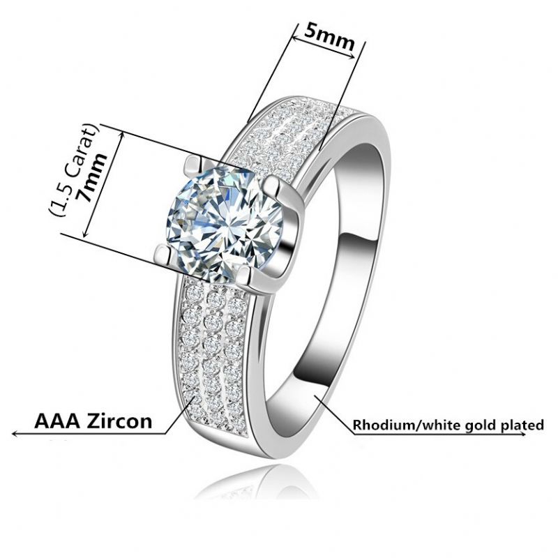 Bague De Fiançailles Super Flash 1.5ct CZ Plaquée Or De Haute Qualité