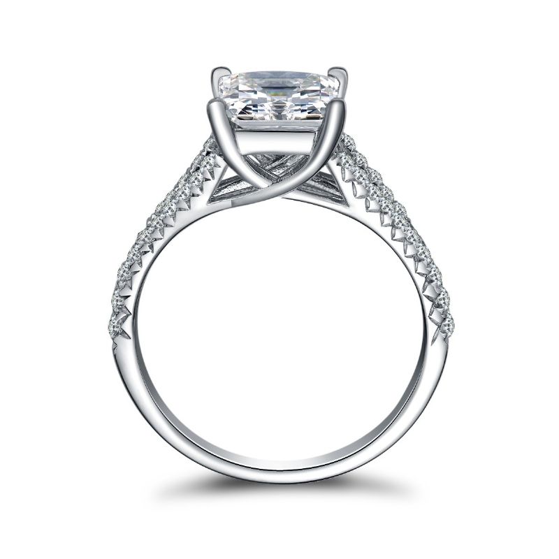 Bague De Fiançailles Taille Carrée Princesse De Luxe En Argent Sterling