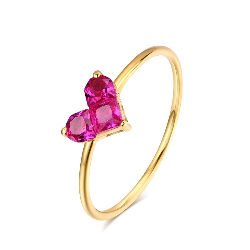 Bague En Forme De Coeur En Argent Plaqué Or Rose