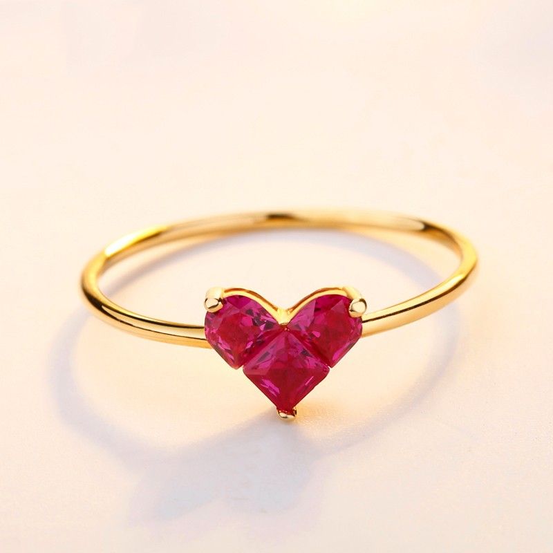 Bague En Forme De Coeur En Argent Plaqué Or Rose