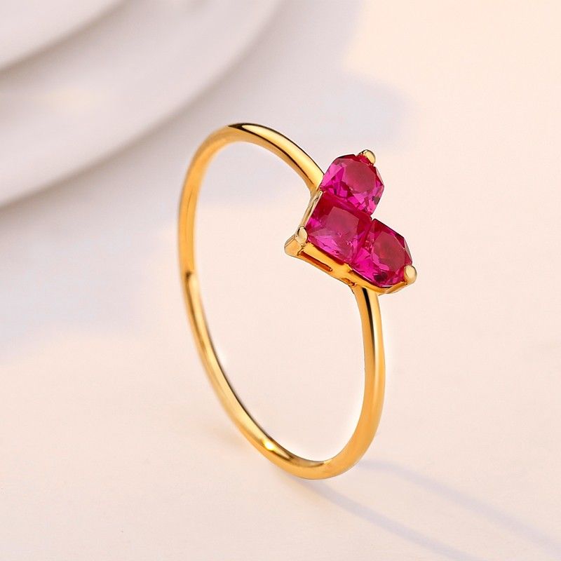 Bague En Forme De Coeur En Argent Plaqué Or Rose