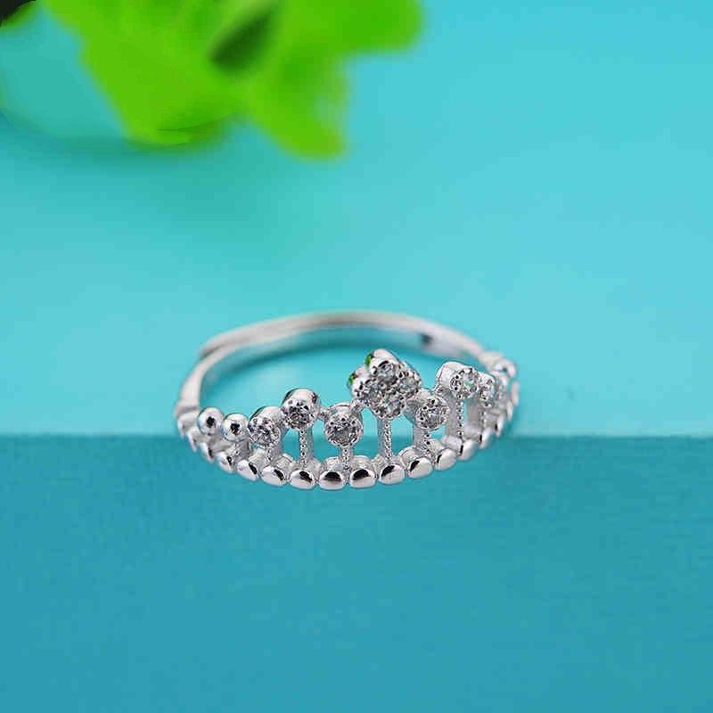 Bague En Forme De Couronne En Argent Sterling S925 Sweet Temperament