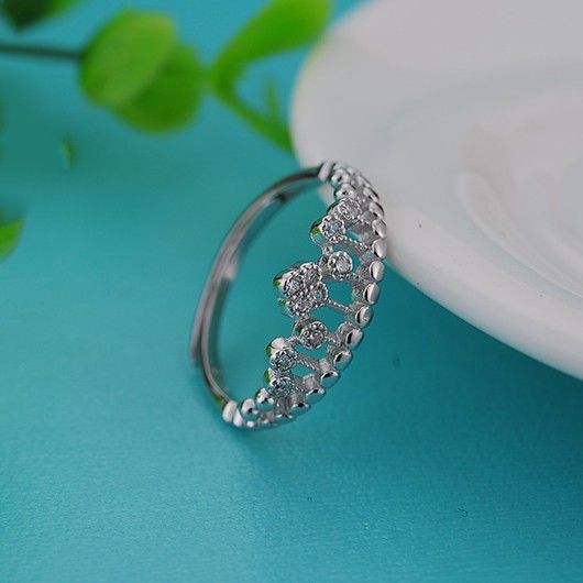 Bague En Forme De Couronne En Argent Sterling S925 Sweet Temperament