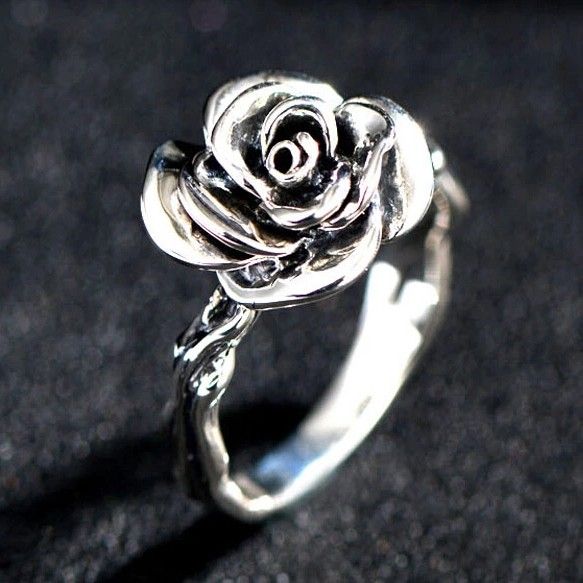 Bague En Forme De Rose En Argent Sterling 925 Rétro Pour Femme