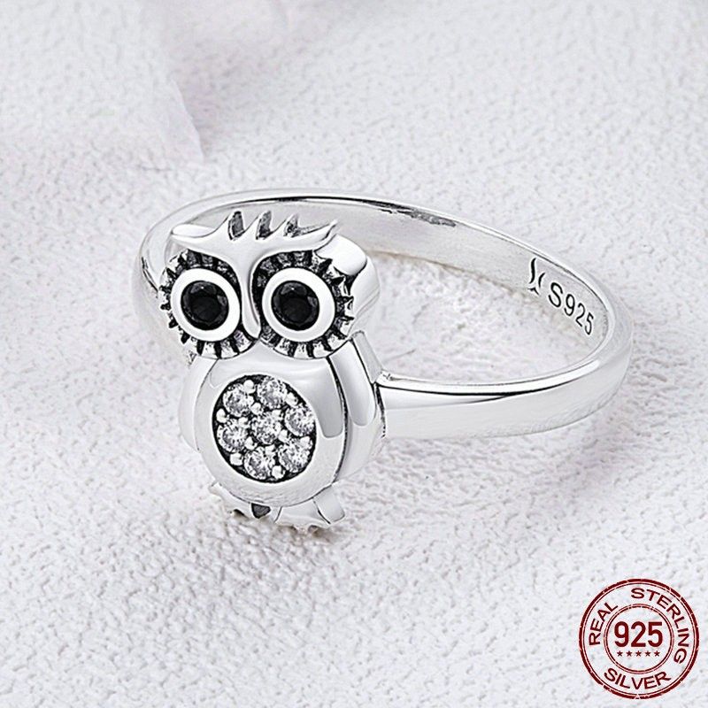 Bague Hibou Personnalisée En Argent Sterling 925 Avec Zircone Cubique