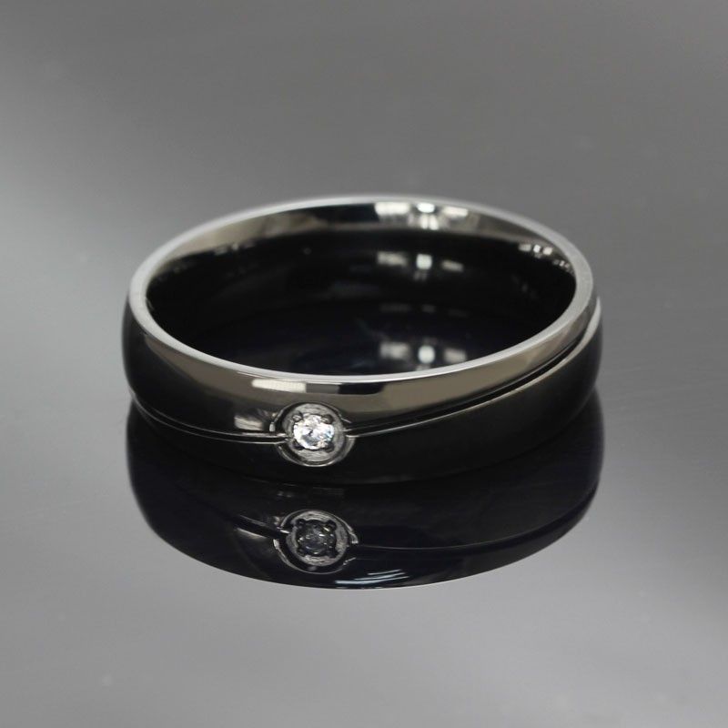 Bague Pour Homme En Acier Titane Argenté Or Noir Simple Et Élégante Avec Zircone Cubique