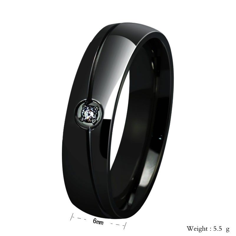 Bague Pour Homme En Acier Titane Argenté Or Noir Simple Et Élégante Avec Zircone Cubique