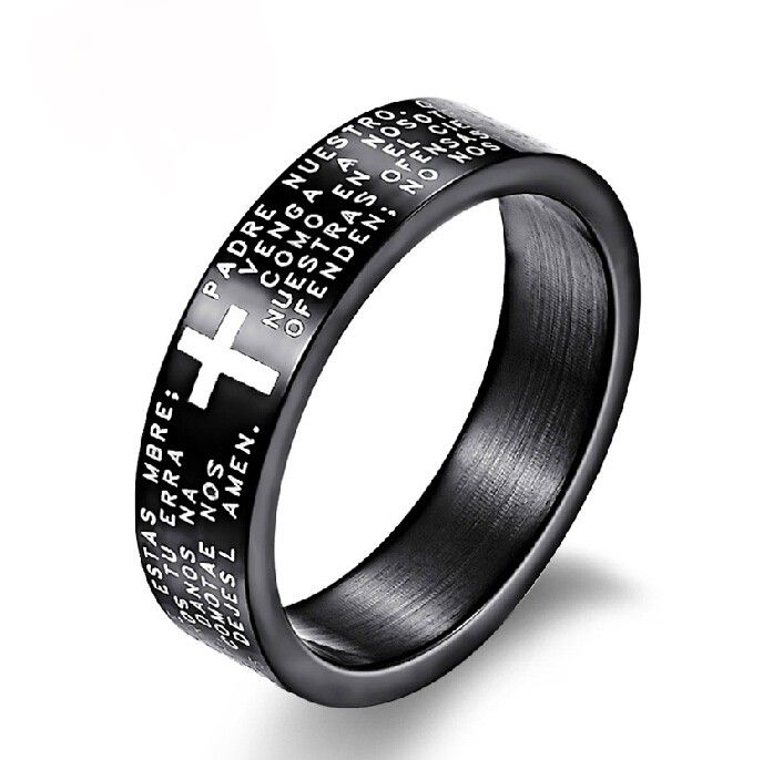 Bague Pour Homme En Acier Titane Avec Lettres Croisées Cool