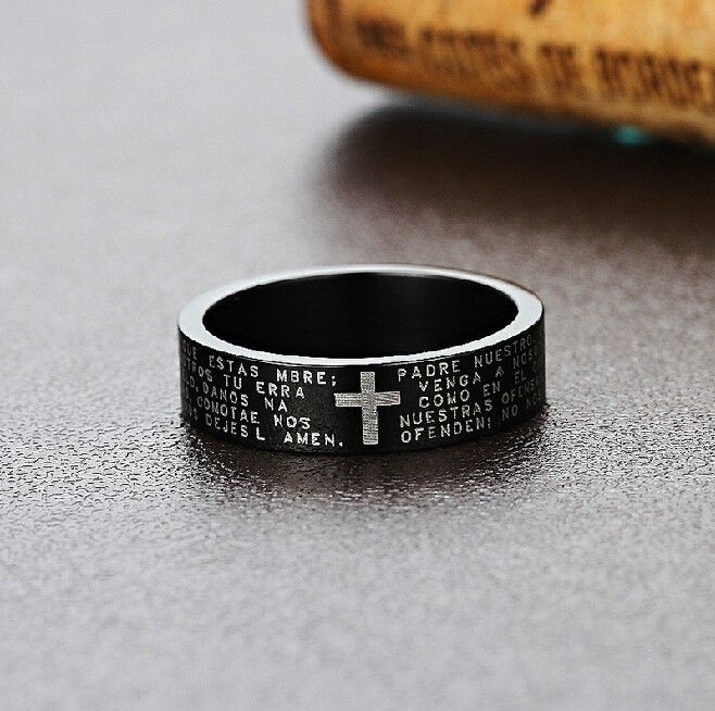 Bague Pour Homme En Acier Titane Avec Lettres Croisées Cool