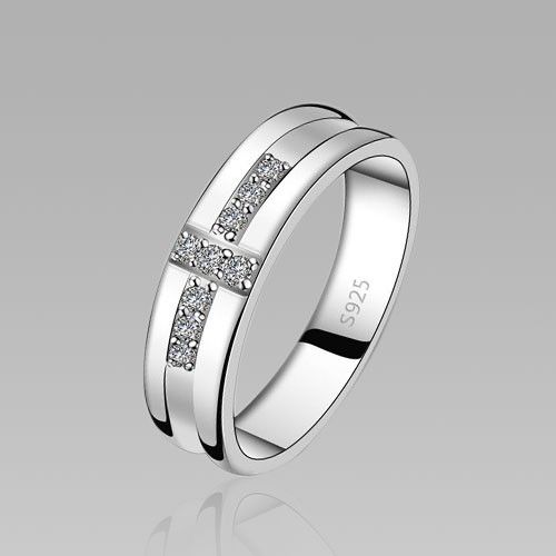 Bague Pour Homme En Argent Sterling 925 Avec Croix En Zircone Cubique Plaquée Or Blanc