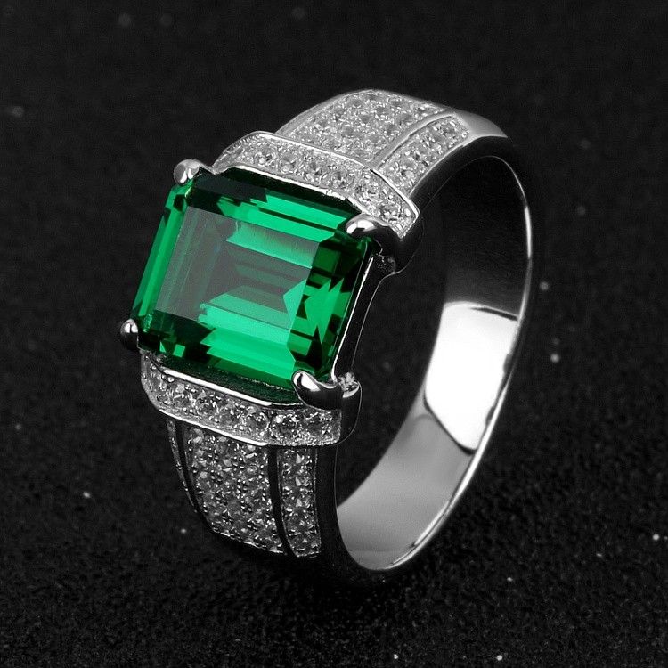 Bague Homme Émeraude Carrée Personnalisée