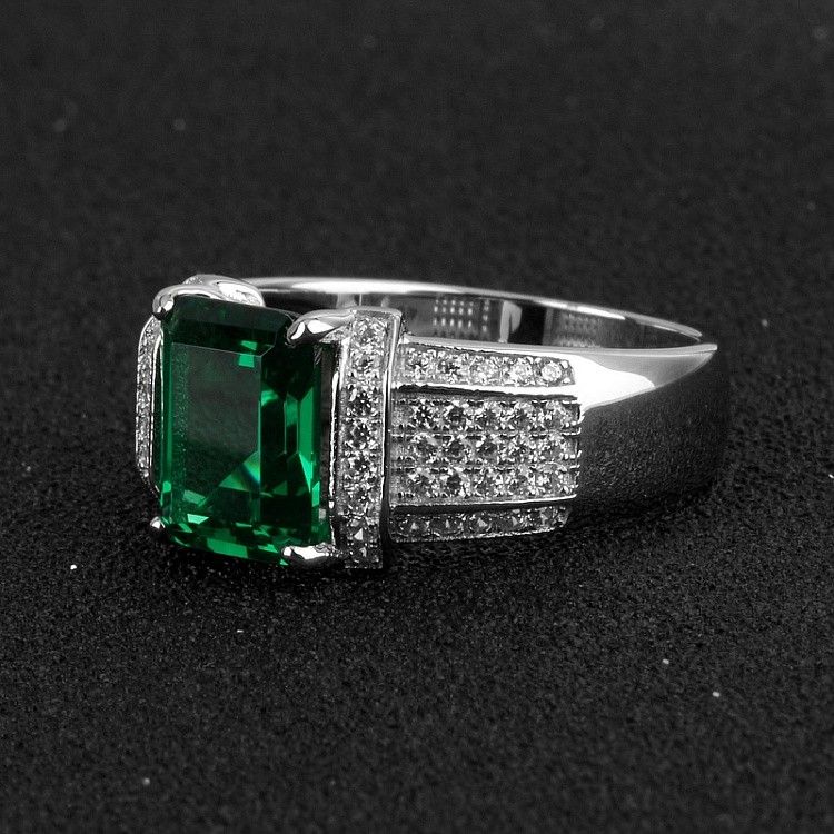 Bague Homme Émeraude Carrée Personnalisée