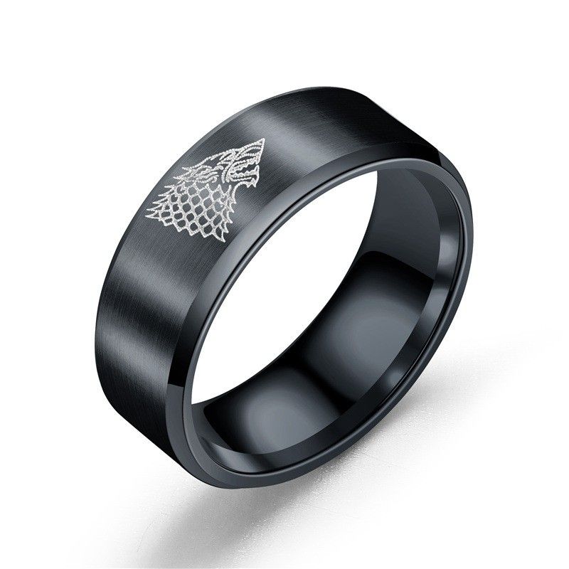 Bague Homme Personnalisée Ice Wolf Titanium Steel