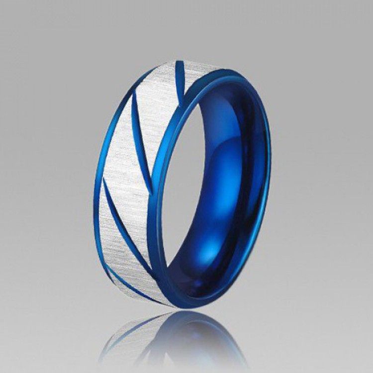 Bague Pour Hommes En Acier Au Titane Diagonal À La Mode