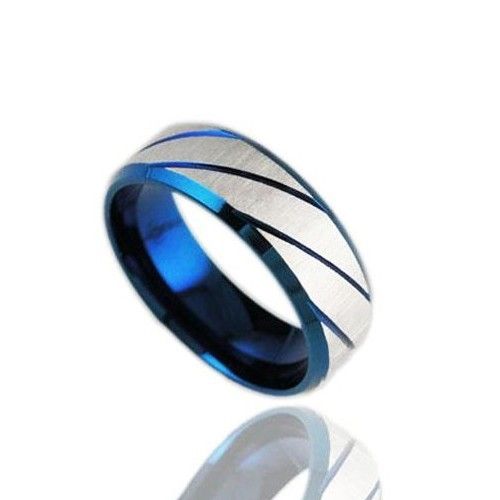 Bague Pour Hommes En Acier Au Titane Diagonal À La Mode