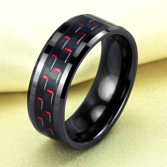 Bague Pour Hommes En Acier Titane En Céramique En Fibre De Carbone