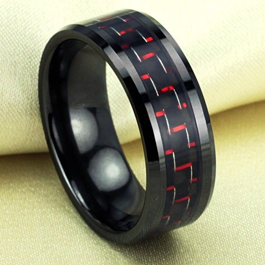 Bague Pour Hommes En Acier Titane En Céramique En Fibre De Carbone