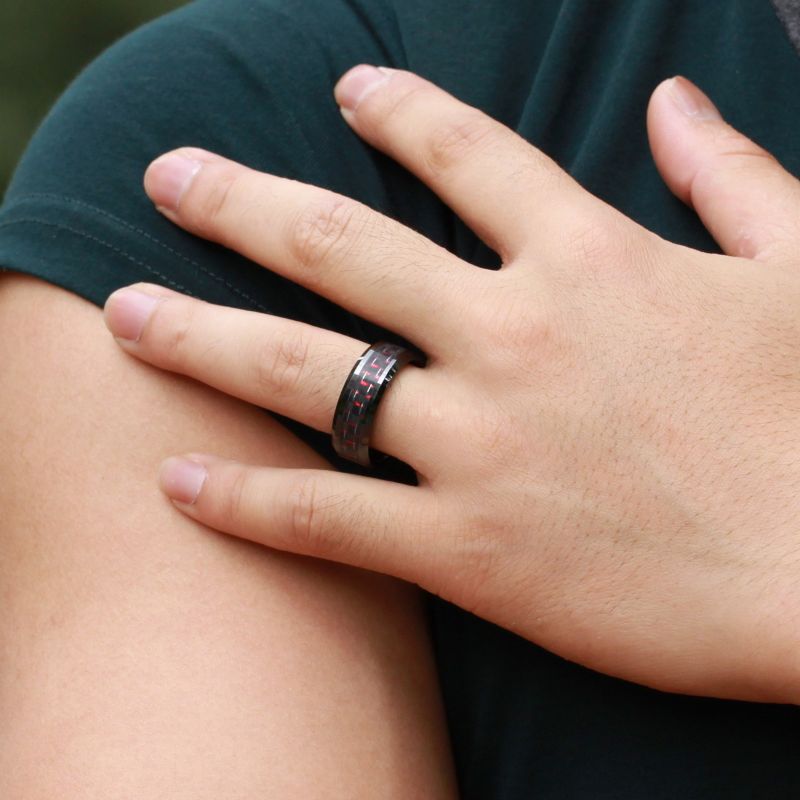 Bague Pour Hommes En Acier Titane En Céramique En Fibre De Carbone