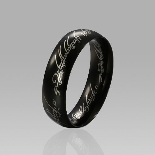 Bague Pour Hommes En Acier Titane Noir Avec Le Même Style En Mouvement Les Seigneurs Des Anneaux