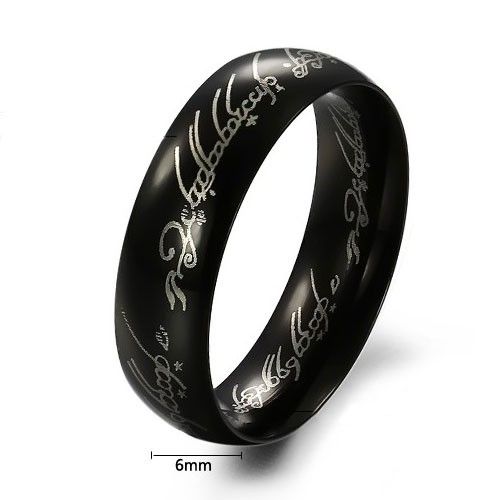 Bague Pour Hommes En Acier Titane Noir Avec Le Même Style En Mouvement Les Seigneurs Des Anneaux