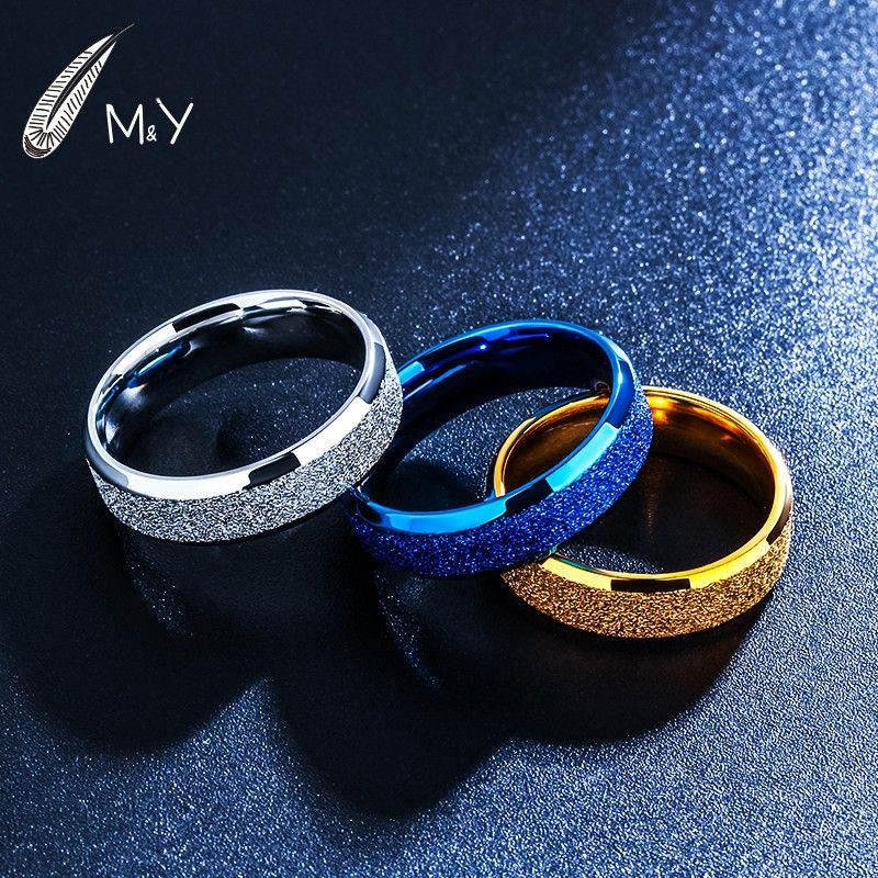 Bague Pour Hommes Diagonale En Acier Titane Quatre Couleurs