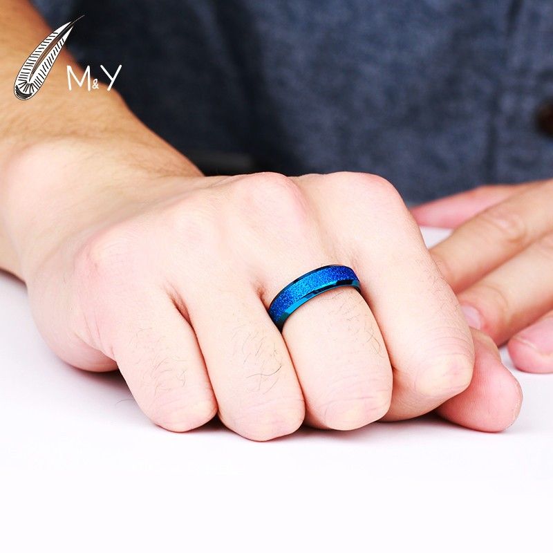 Bague Pour Hommes Diagonale En Acier Titane Quatre Couleurs