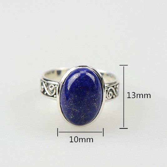 Bague Lapis Lazuli Incrustée En Argent Sterling S925 De Luxe Haut De Gamme