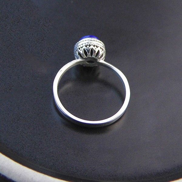 Bague Lapis Naturel Incrusté Argent S925 Mignon