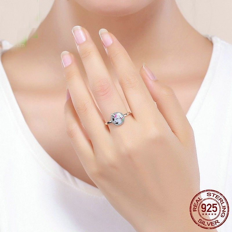 Bague Licorne Personnalisée En Argent Sterling 925 Avec Zircone Cubique