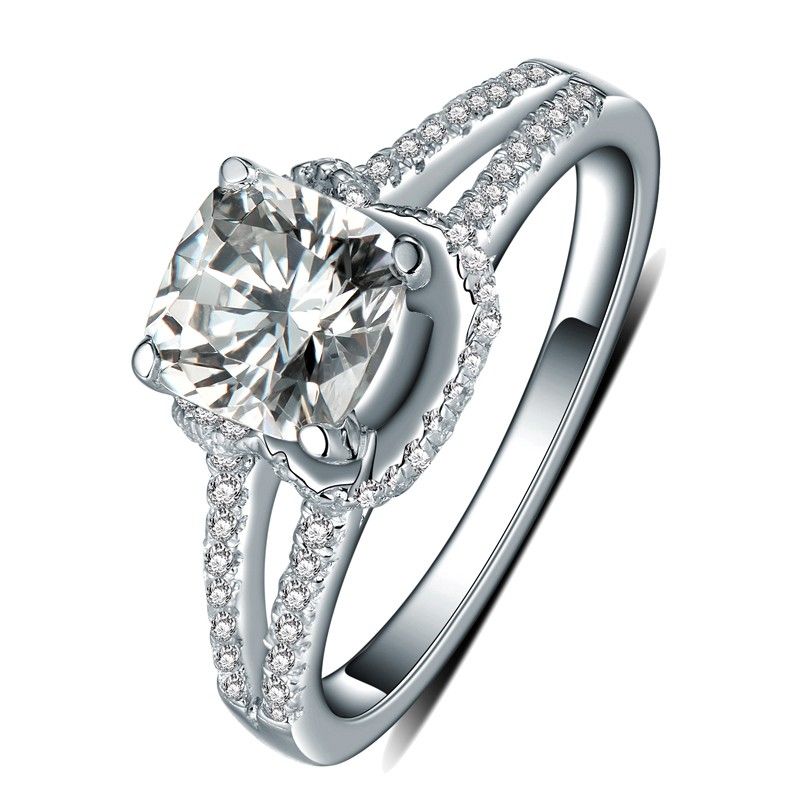 Bague De Mariage En Argent Sterling 925 Plaqué Or Blanc 18 Carats Incrusté De 1 Ct CZ