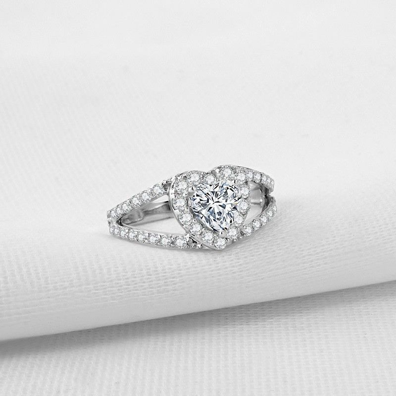 Bague De Mariage Bague De Mariage En Argent Sterling Avec Diamants Sona En Forme De Cœur