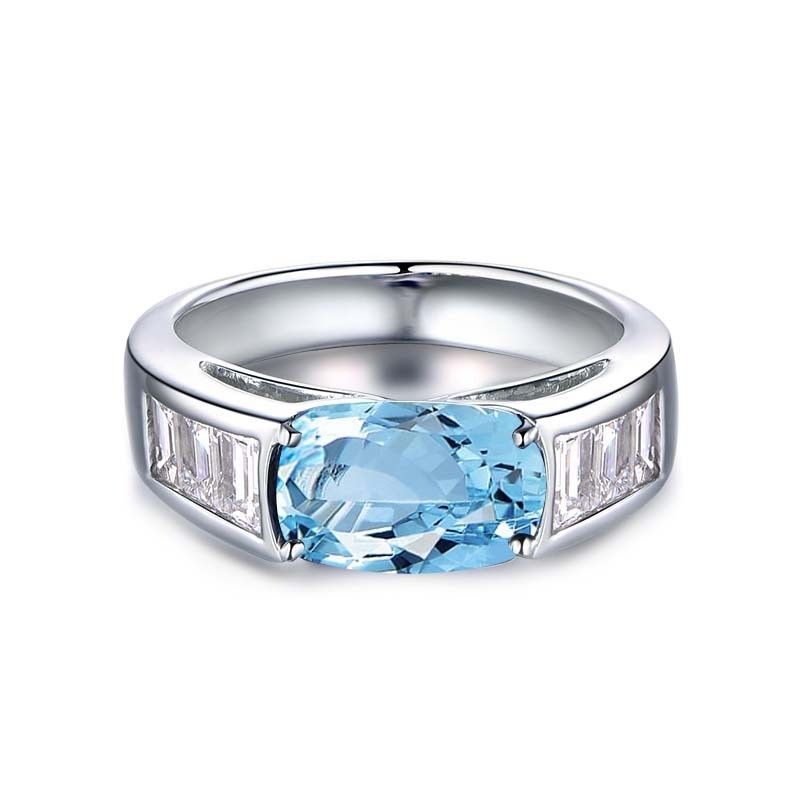 Bague De Mariage Bague De Mariage En Argent Sterling Avec Topaze Bleue