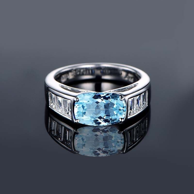 Bague De Mariage Bague De Mariage En Argent Sterling Avec Topaze Bleue