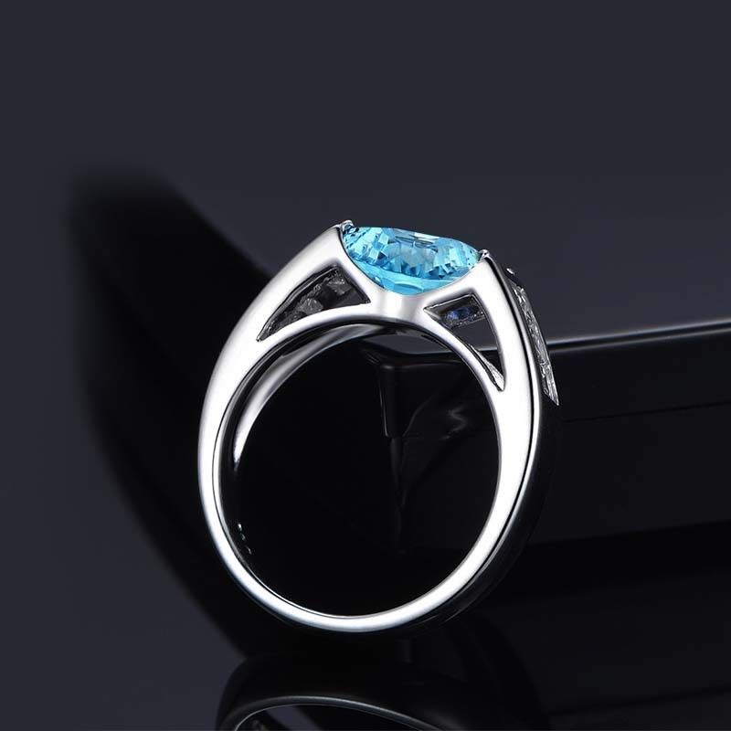 Bague De Mariage Bague De Mariage En Argent Sterling Avec Topaze Bleue