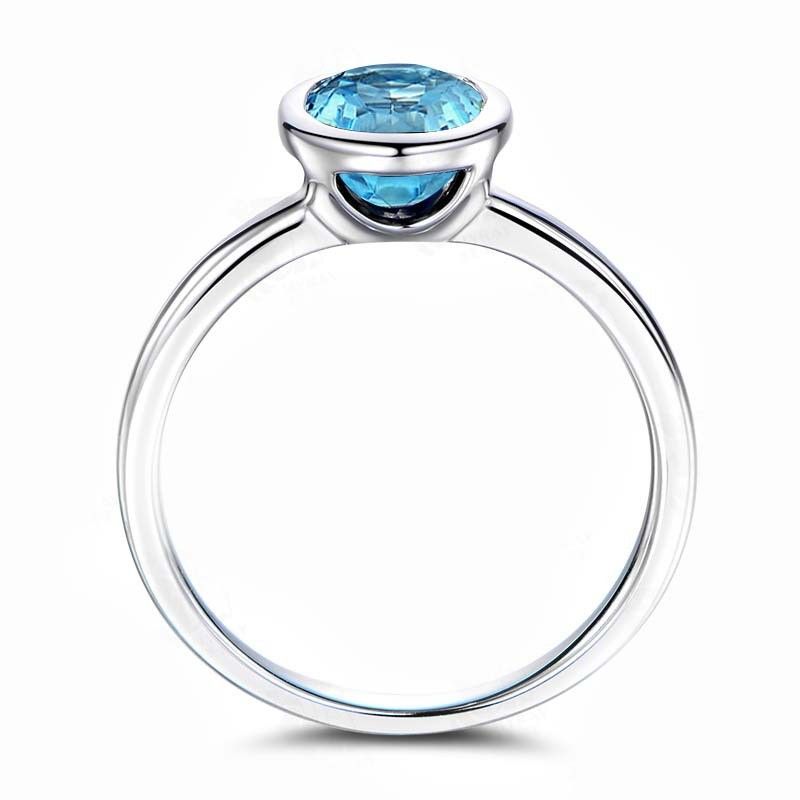 Bague De Mariage Bague De Mariage En Argent Sterling Avec Topaze Ovale Bleue Naturelle