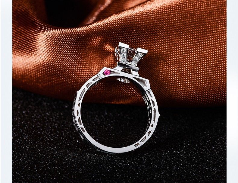 Bague De Mariage En Argent Sterling Avec Tour Eiffel Plaqué Or Blanc 18 Carats